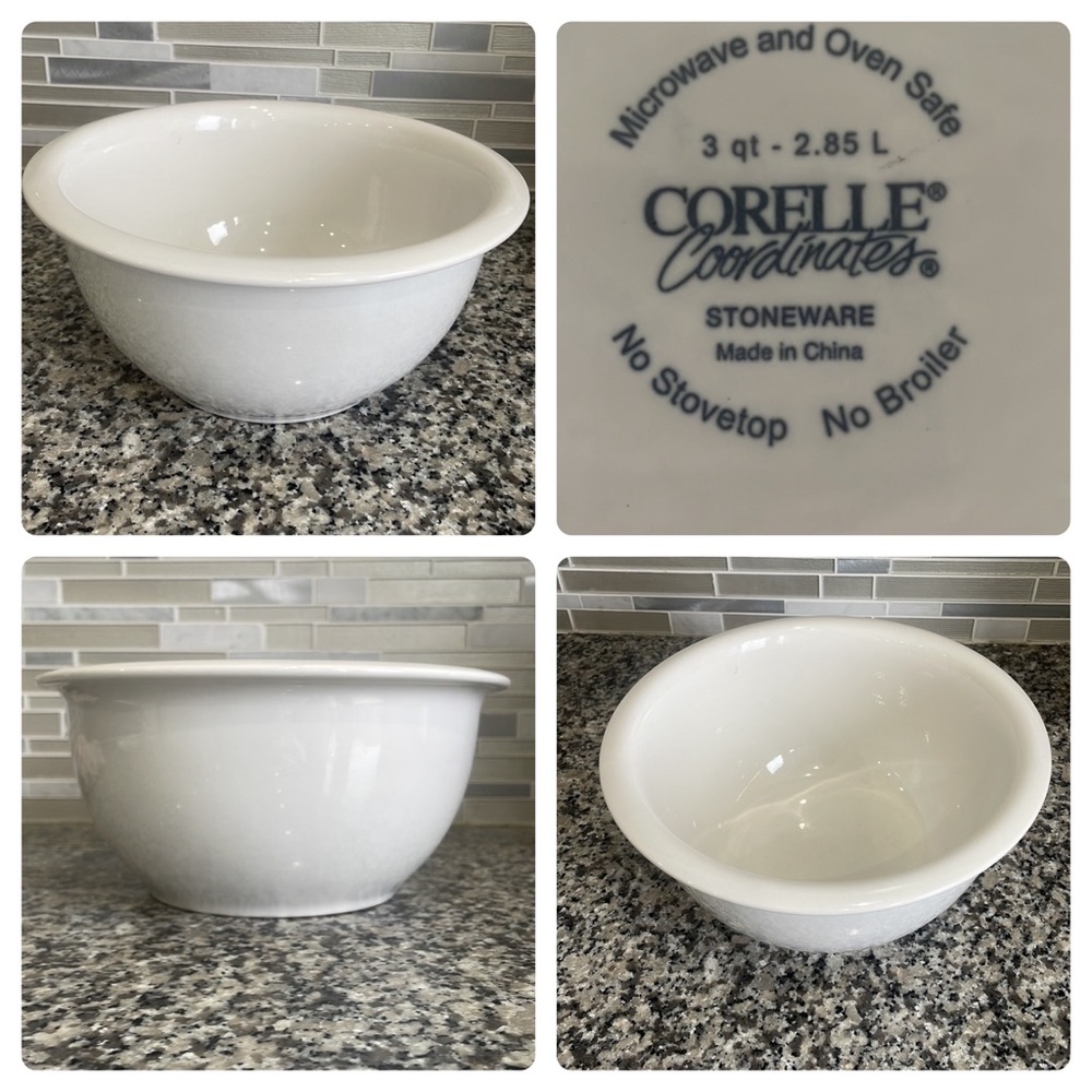 Corelle Coordinates Stoneware Large White Mixing Bowl 3 Qt. - 2.85 L